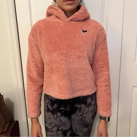 Shein Teddy Fuzzy Bear Crop Hoodie Sweater Furry Super Soft, Warm, Cozy S 11/12Y - Picture 1 of 10